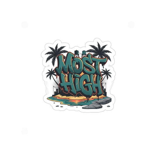 Most High Palm Tree Die-Cut Outdoor Sticker — Waterproof Transparent Vinyl