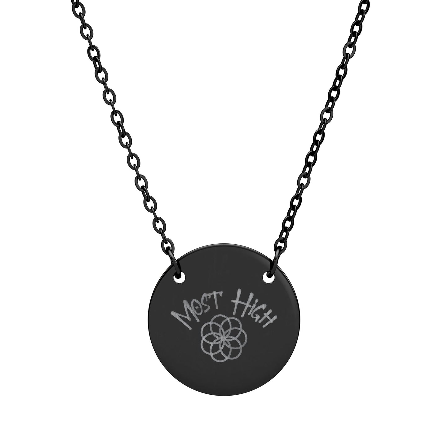 Engraved Circle Necklace — "Most High" Logo Pendant