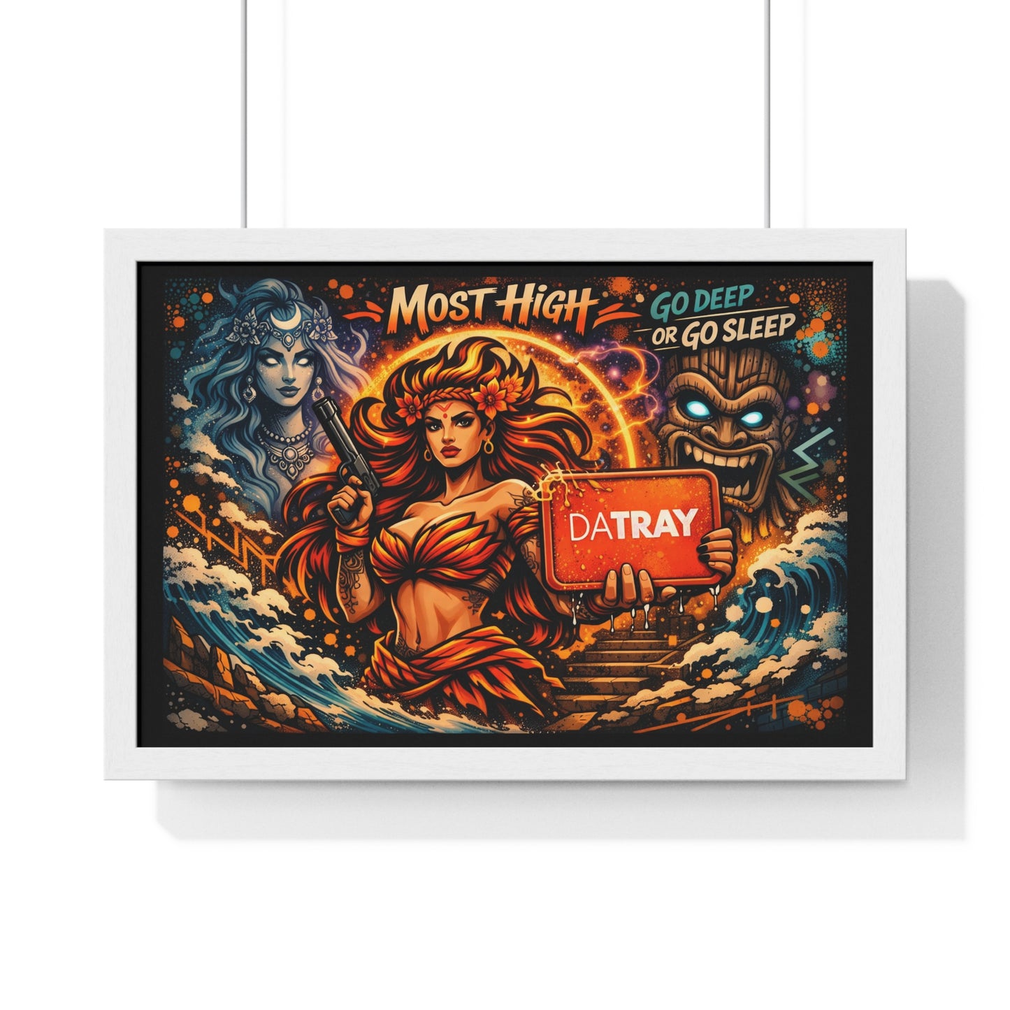 Framed Poster — 'Most High' Surfer Goddess Artwork | Bold Nautical Wall Art