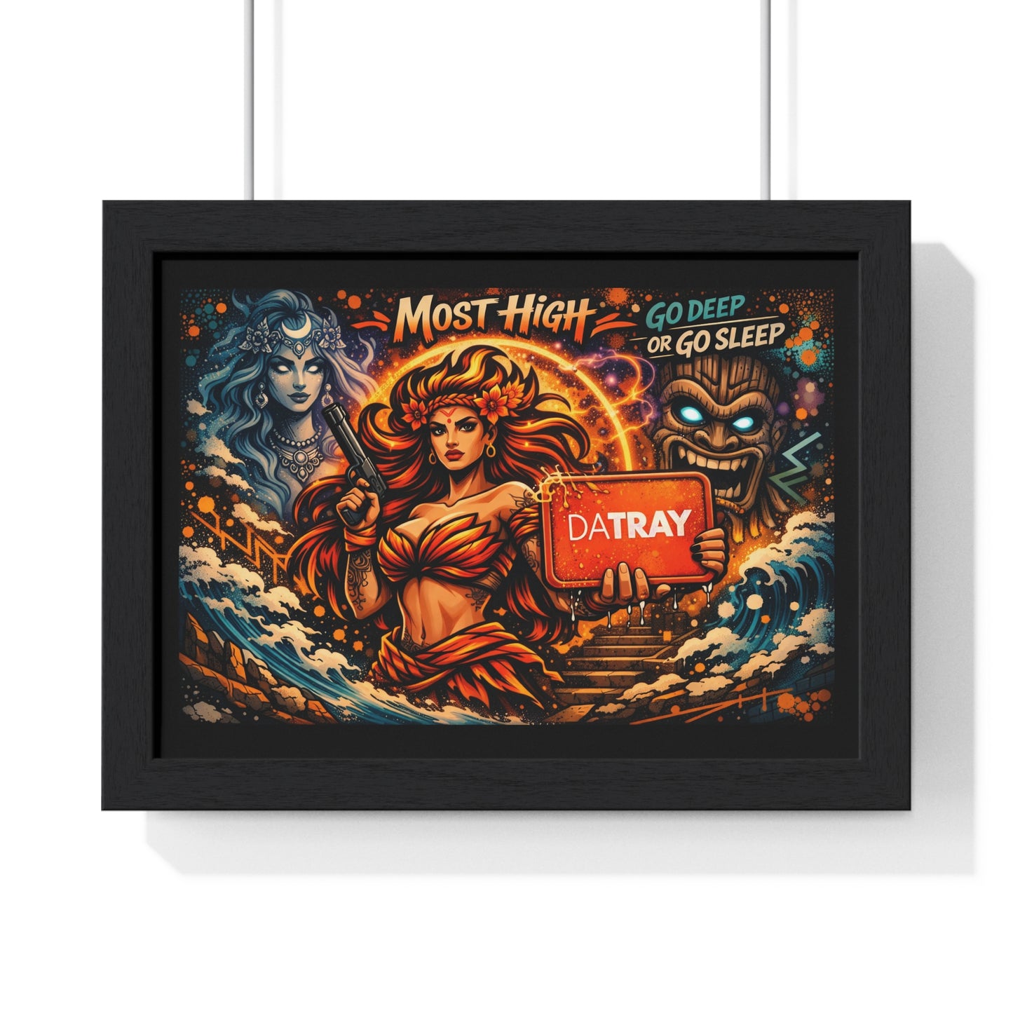 Framed Poster — 'Most High' Surfer Goddess Artwork | Bold Nautical Wall Art