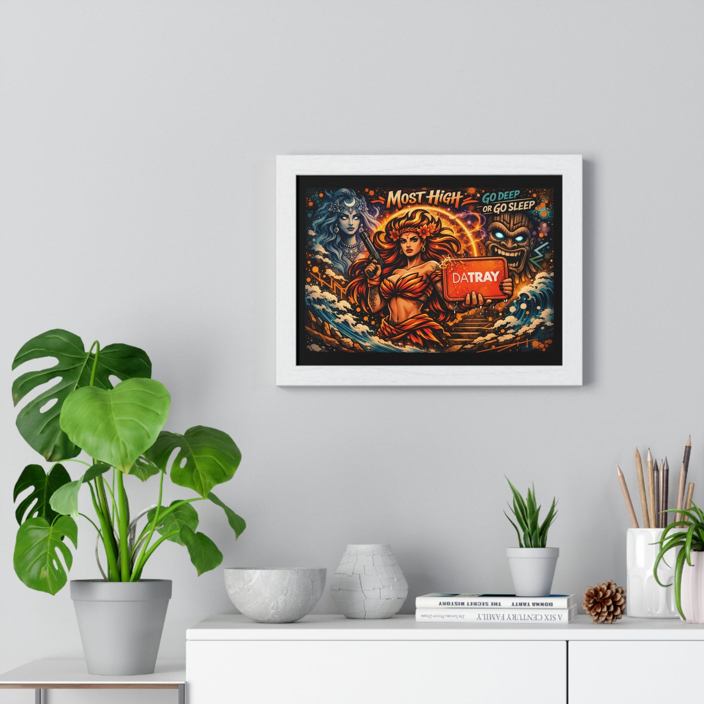 Framed Poster — 'Most High' Surfer Goddess Artwork | Bold Nautical Wall Art