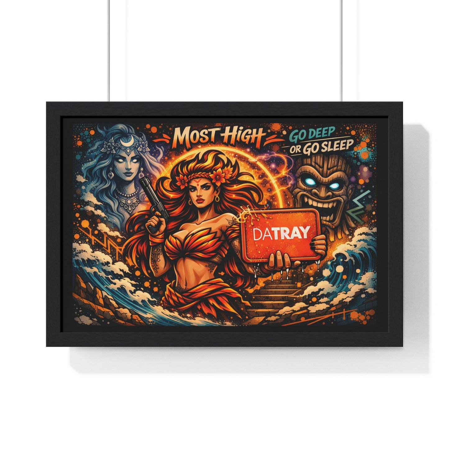 Framed Poster — 'Most High' Surfer Goddess Artwork | Bold Nautical Wall Art