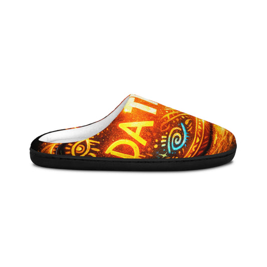 Men's Tribal Pattern Indoor Slippers - Cozy 'DA TRAY' Graphic Slip-Ons