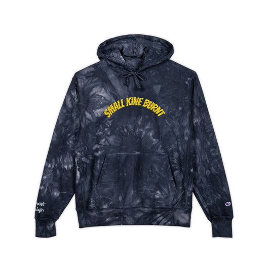 Tie-Dye Embroidered Hoodie - 'Small Kine Burnt' Champion Style