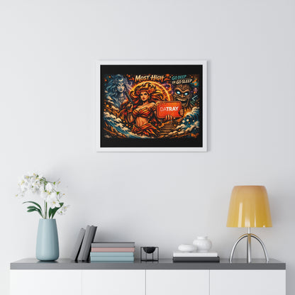 Framed Poster — 'Most High' Surfer Goddess Artwork | Bold Nautical Wall Art