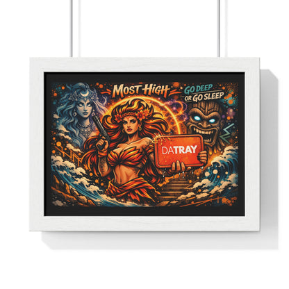 Framed Poster — 'Most High' Surfer Goddess Artwork | Bold Nautical Wall Art