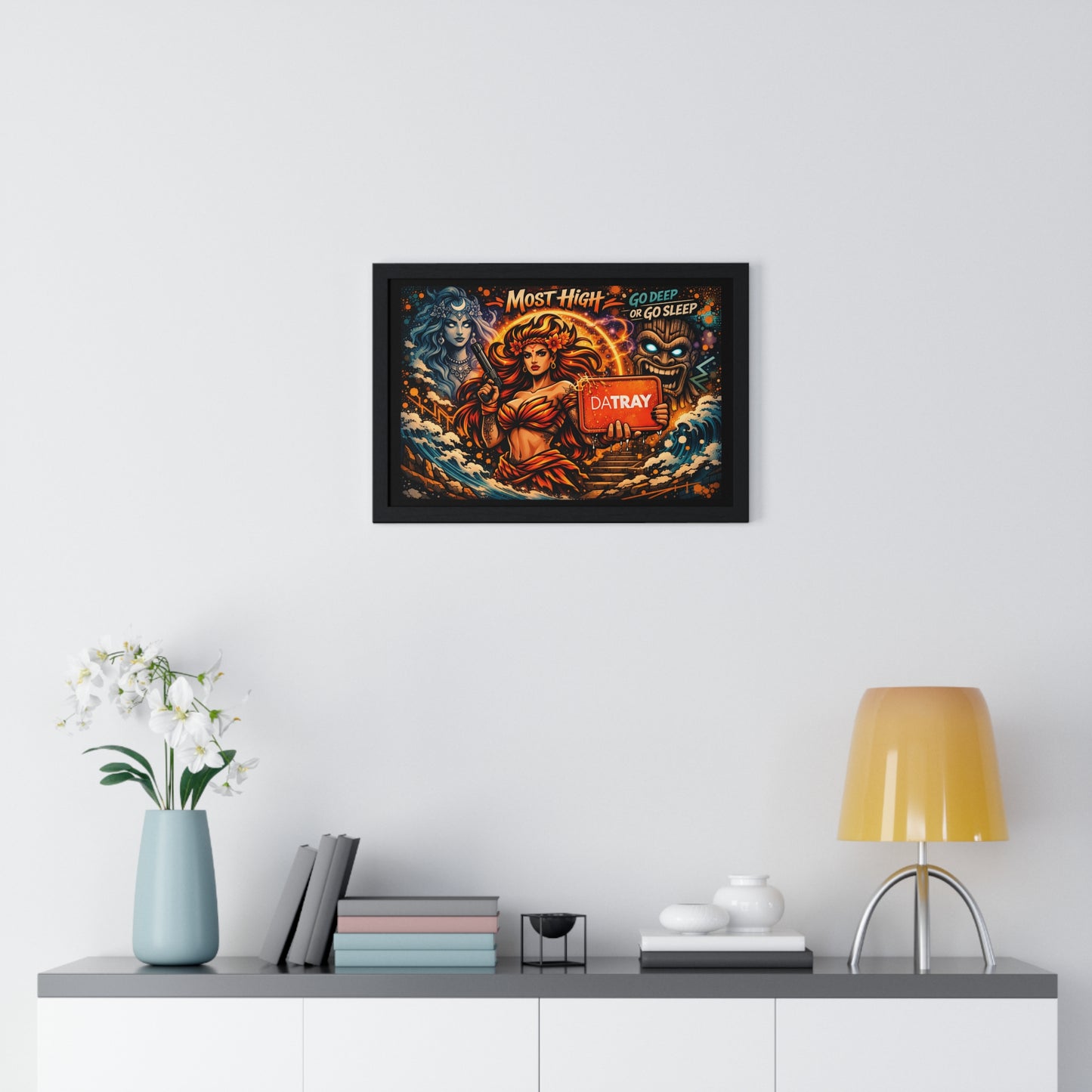 Framed Poster — 'Most High' Surfer Goddess Artwork | Bold Nautical Wall Art