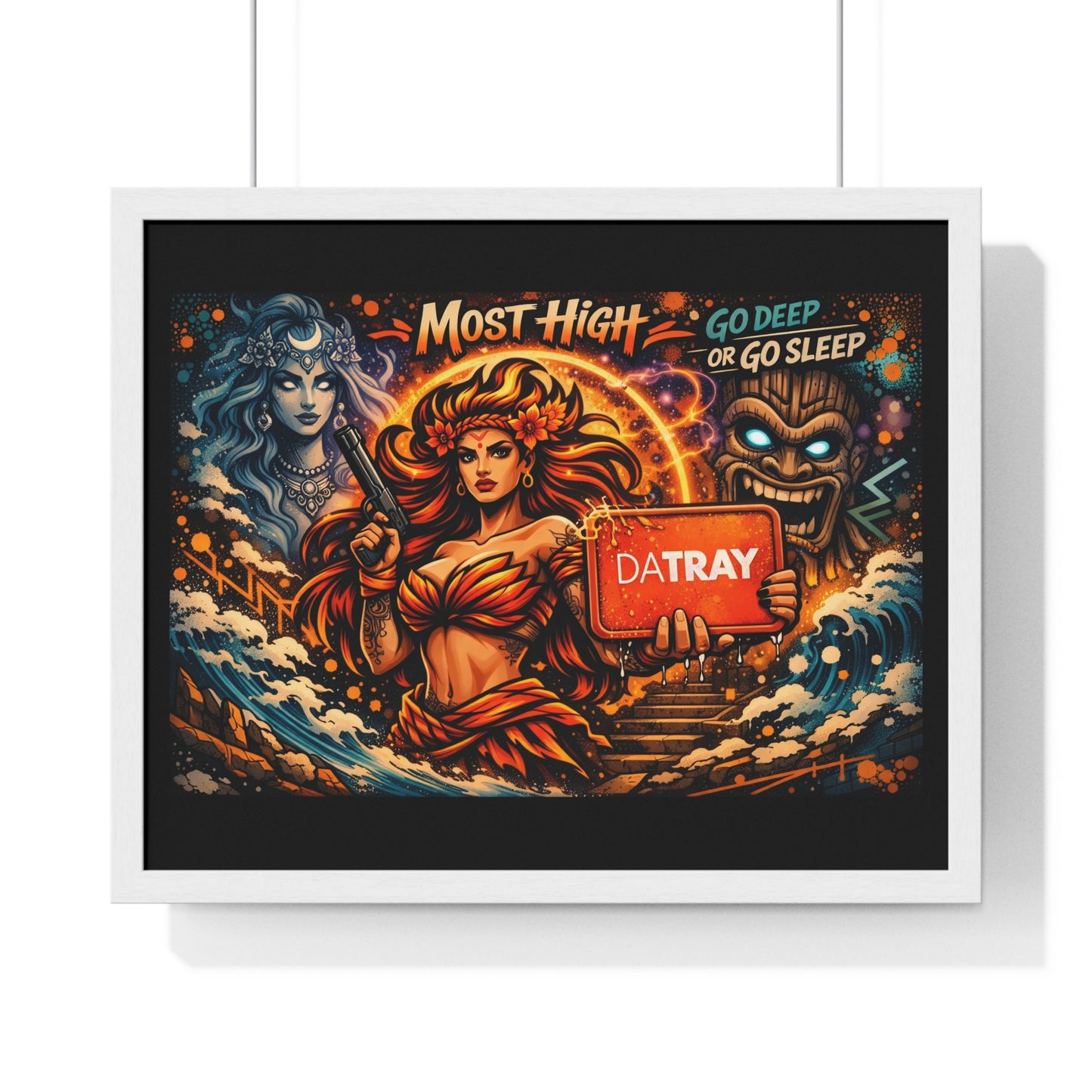 Framed Poster — 'Most High' Surfer Goddess Artwork | Bold Nautical Wall Art