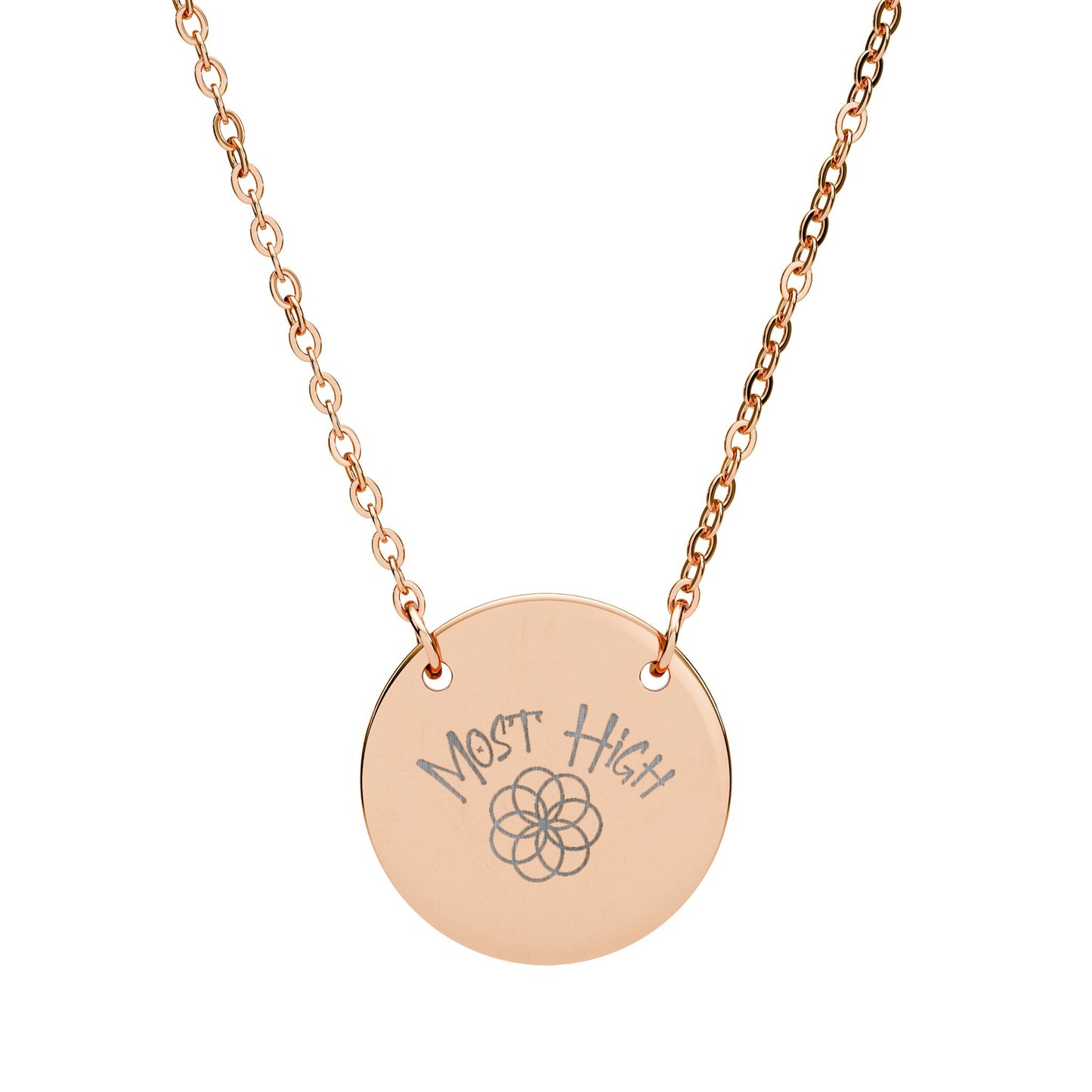 Engraved Circle Necklace — "Most High" Logo Pendant