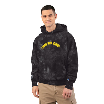 Tie-Dye Embroidered Hoodie - 'Small Kine Burnt' Champion Style