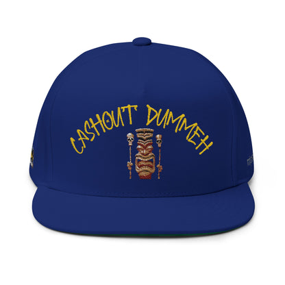 Flat Bill Cap — 'Cashout Dummeh' Embroidered Tiki Snapback