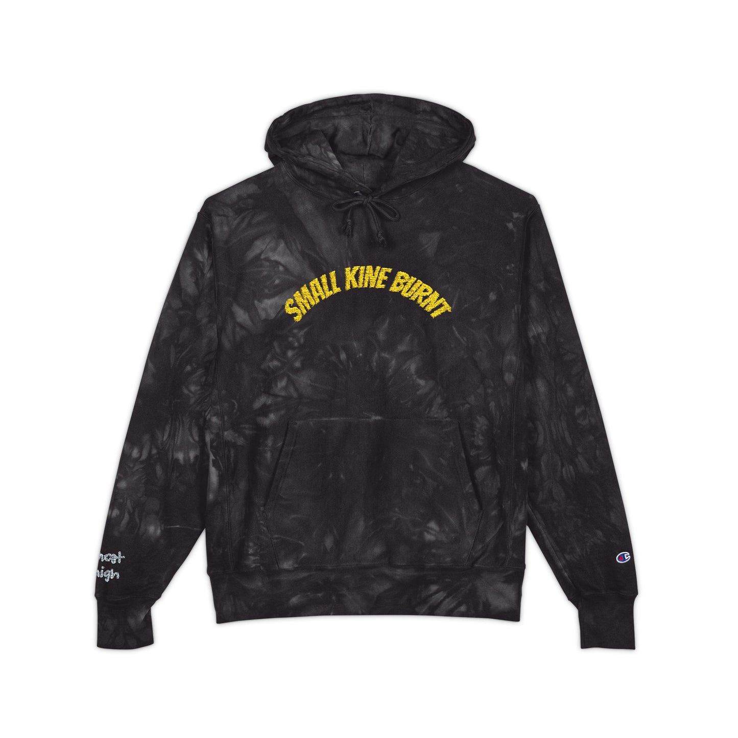 Tie-Dye Embroidered Hoodie - 'Small Kine Burnt' Champion Style