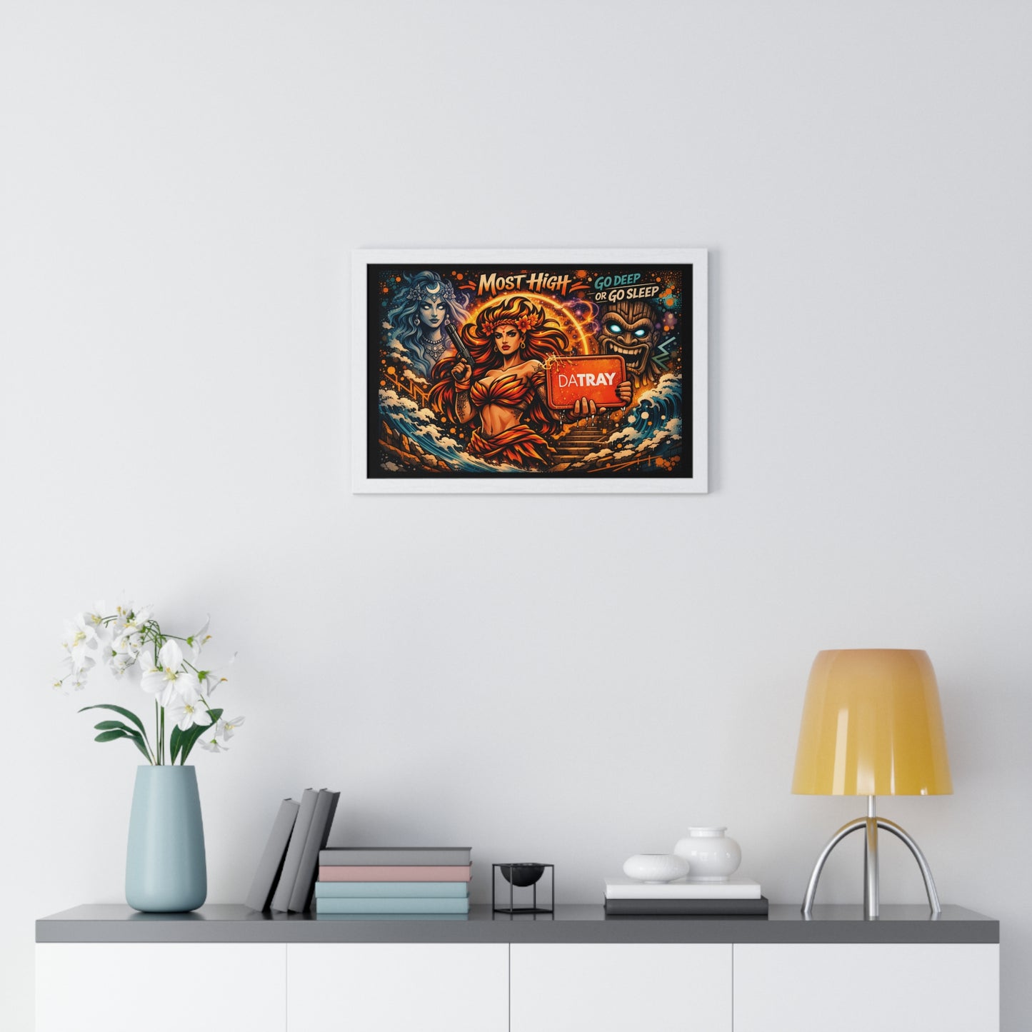 Framed Poster — 'Most High' Surfer Goddess Artwork | Bold Nautical Wall Art