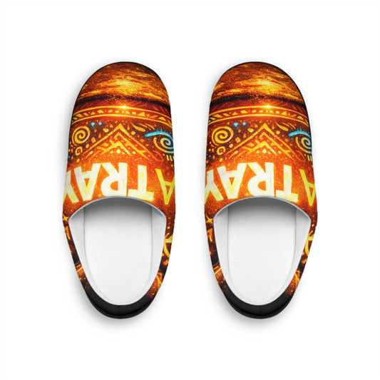 Men's Tribal Pattern Indoor Slippers - Cozy 'DA TRAY' Graphic Slip-Ons