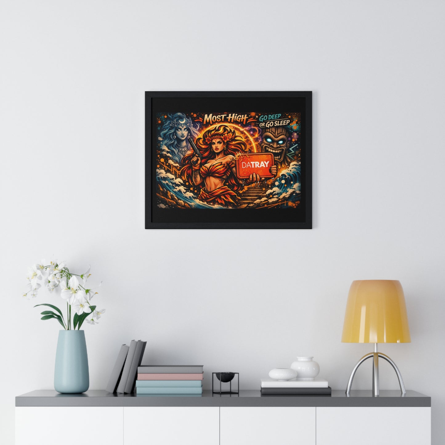 Framed Poster — 'Most High' Surfer Goddess Artwork | Bold Nautical Wall Art
