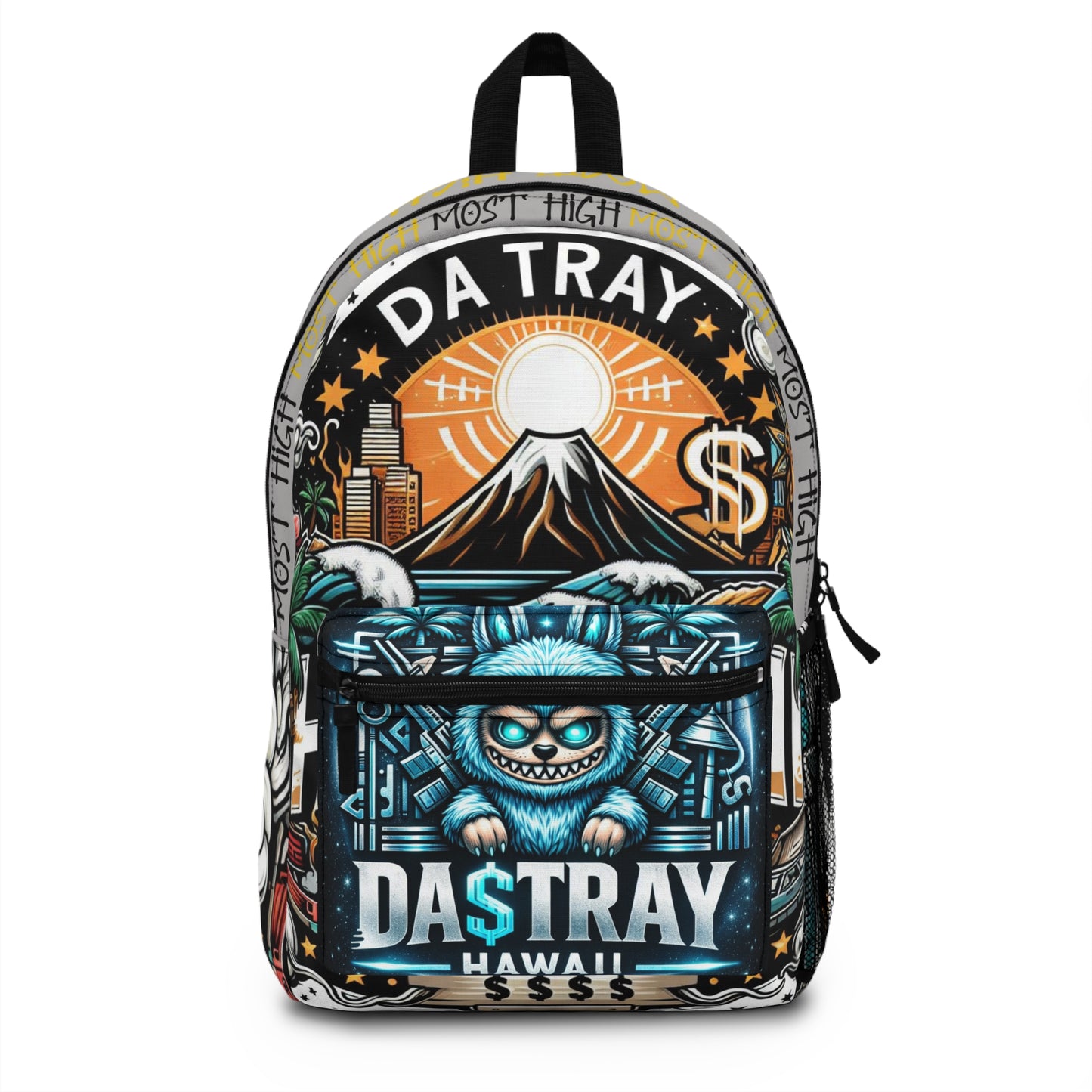 Datray Hawaiian Graphic Backpack — 'Most High' Street Art Mountain Design
