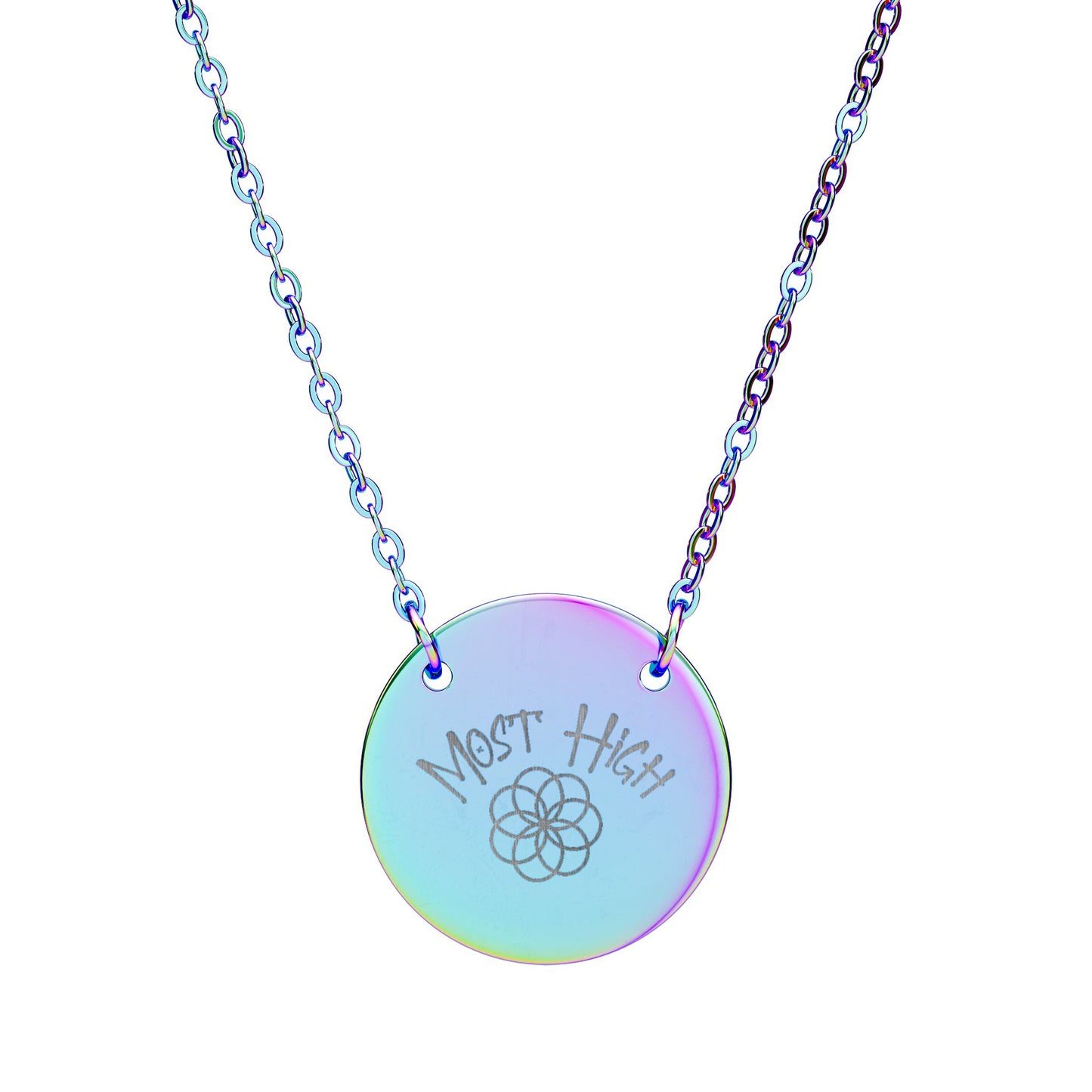 Engraved Circle Necklace — "Most High" Logo Pendant
