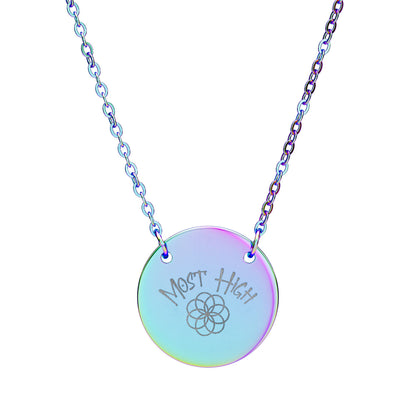 Engraved Circle Necklace — "Most High" Logo Pendant