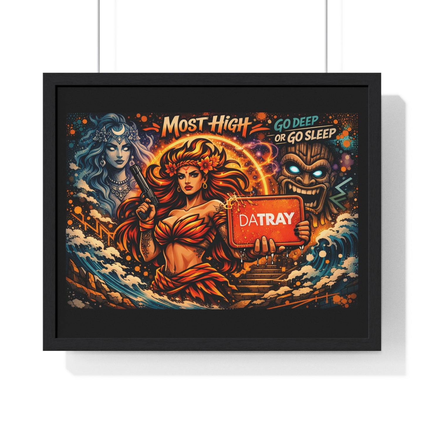 Framed Poster — 'Most High' Surfer Goddess Artwork | Bold Nautical Wall Art