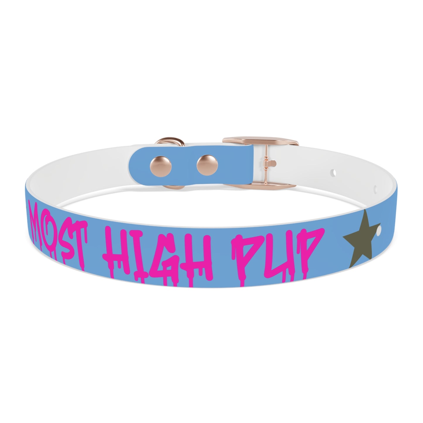 'Most High Pup' Blue Graphic Dog Collar — Stylish Urban Pet Accessory