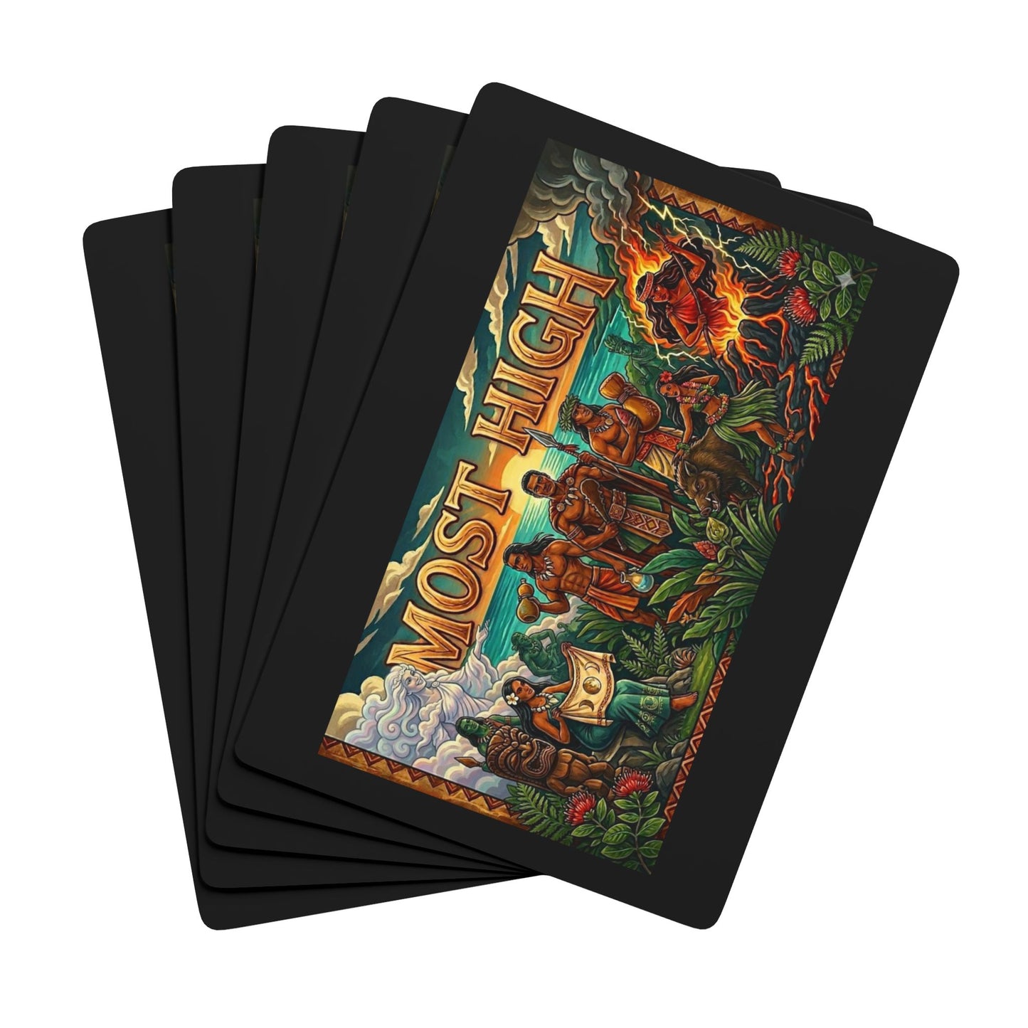 Poker Playing Cards — Tropical Tiki Deck with ‘Most High’ Back Design
