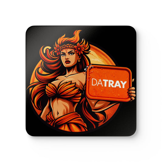 Coasters — Tribal Goddess Orange "DaTRAY" Set of 4 Cork-Back Drink Coasters