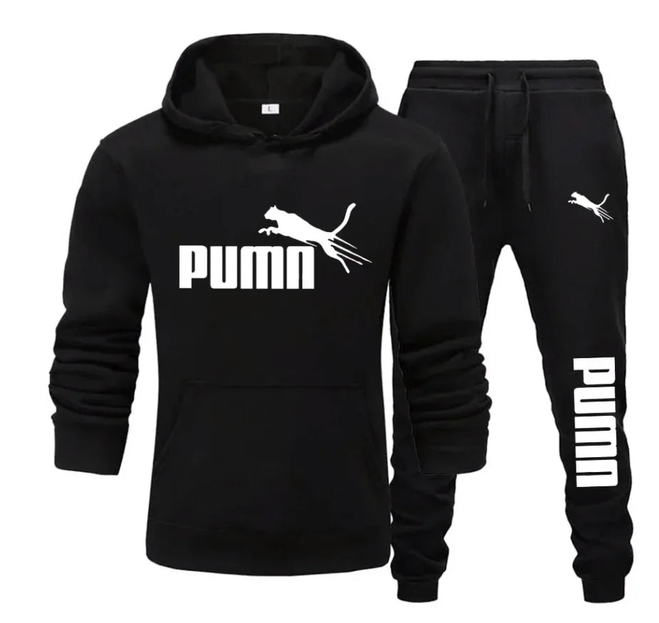 1 Color Men’s Pullover Hoodie Jogging Set – Autumn Winter Casual